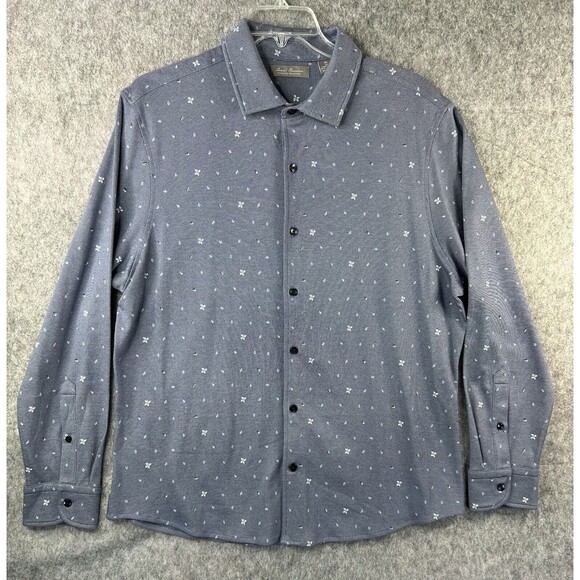 Daniel Cremieux Men's Shirt Size XL Signature Collection Blue Knit Floral - Picture 1 of 8